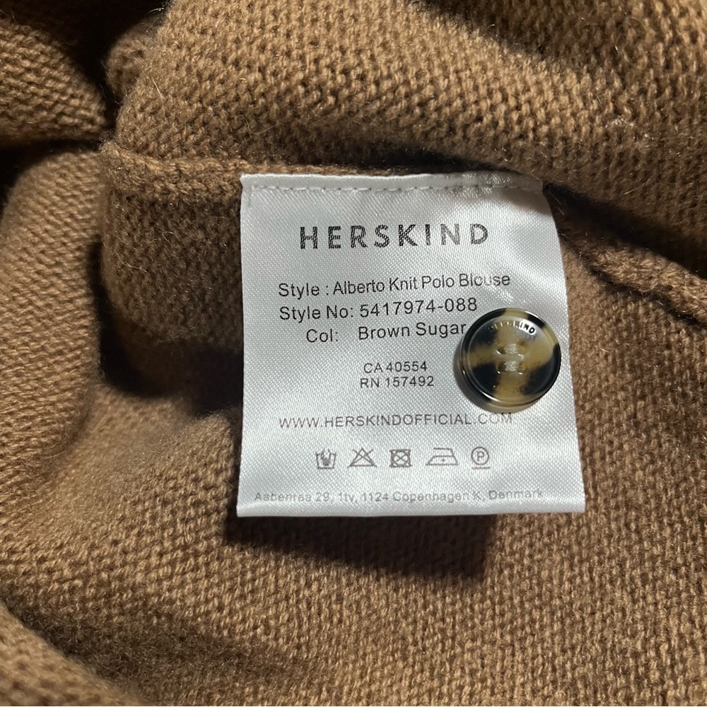Herskind Alberto Knit Polo Blouse Cashmere Wool - Picture 16 of 16